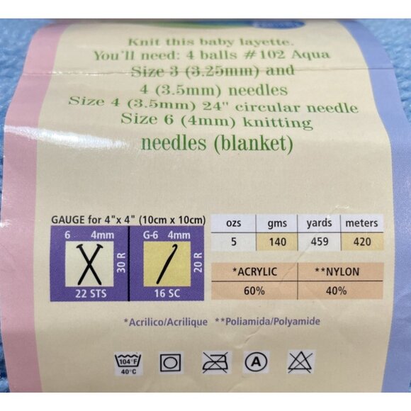 Lot of 3 Lion Brand Baby Soft 5 oz. 459 yds. Pastel Blue Acrylic Blend Yarn - Picture 3 of 3